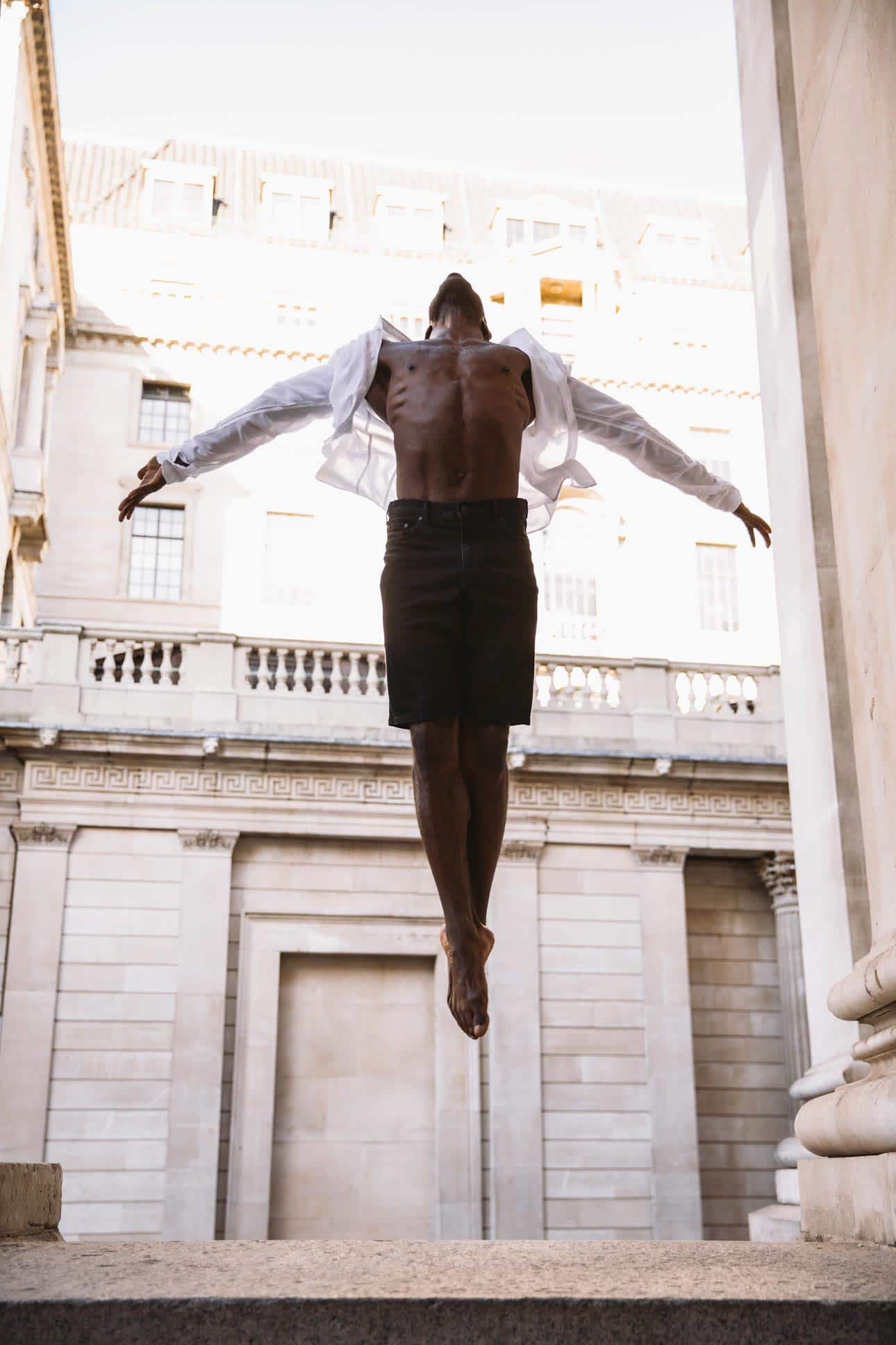 male dancer jumping high